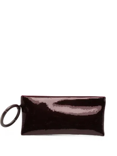 Tom Ford Sequin-embellished Leather-trim Clutch Bag In Burgundy