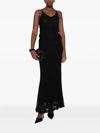 Tom Ford Sequin-embellished Ribbed Long Skirt In Black