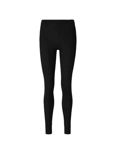 Tom Ford Sequin-embellished Ribbed-knit Trousers In Black