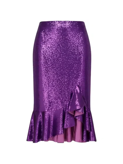 Tom Ford Sequin-embellished Ruffled Midi Skirt In Purple