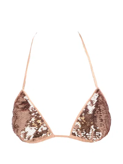 Tom Ford Sequin-embellished Triangle Bra In Brown