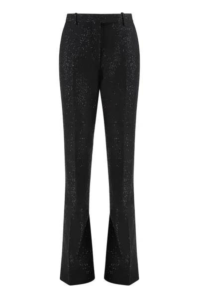 Tom Ford Tailored Straight Trousers In Sequined Wool-blend Crepe In Black