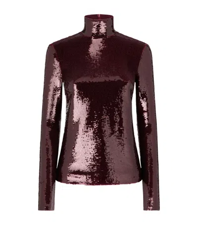 Tom Ford Sequinned Rollneck Top In Burgundy