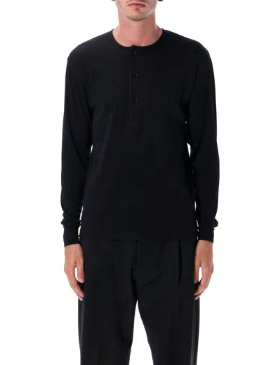 Tom Ford Serafino Rib Henley Tee In Black