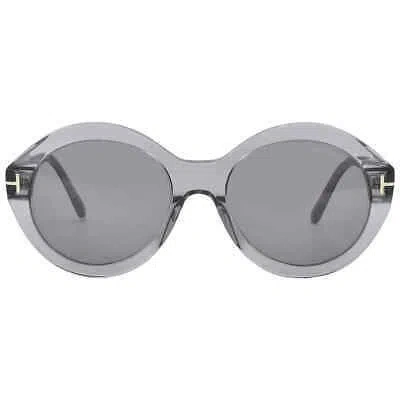 Pre-owned Tom Ford Seraphina Smoke Mirror Round Ladies Sunglasses Ft1088 20c 55 In Gray