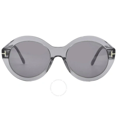 Tom Ford Seraphina Smoke Mirror Round Ladies Sunglasses Ft1088 20c 55 In Grey