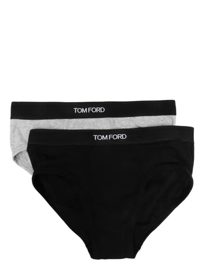 Tom Ford Logo-waistband Cotton Briefs Two Pack In Multicolour