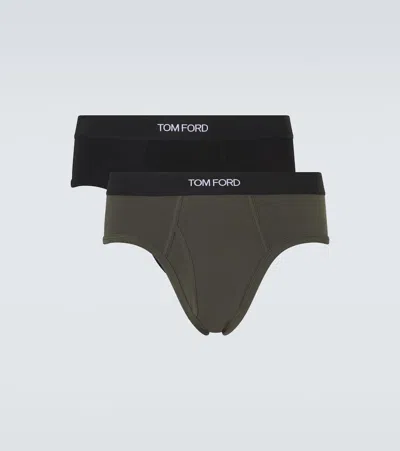 Tom Ford Set Of 2 Cotton-blend Briefs In Black