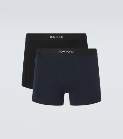 Tom Ford Set Of 2 Cotton-blend Briefs In Blue