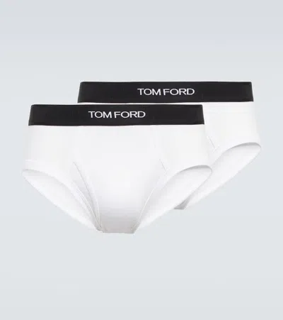 Tom Ford Pack Of 2 Logo Stretch Cotton Briefs In White