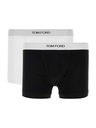 Tom Ford Set Of 2 Cotton Boxers With Logo Elastic In Multi