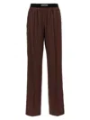 Tom Ford Pantaloni Pajama In Raso Di Seta Elasticizzato In Dark Brown