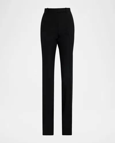 Tom Ford Sharp Grain De Poudre Straight-leg Trousers In Black