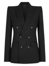 Tom Ford Sharp Herringbone Double Breasted Jacket In Black
