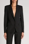 Tom Ford Sharp Shoulder Wool Grain De Poudre Jacket In Black