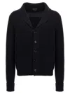 Tom Ford Cashmere Knit Sweater With Buffalo Horn Buttons And Shawl Collar In Black