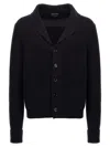Tom Ford Cashmere Knit Sweater With Buffalo Horn Buttons And Shawl Collar In Blue