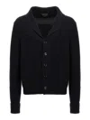 Tom Ford Cashmere Knit Sweater With Buffalo Horn Buttons And Shawl Collar In Blue