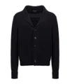 Tom Ford Cashmere Knit Sweater With Buffalo Horn Buttons And Shawl Collar In Black