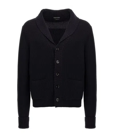 TOM FORD TOM FORD RIBBED-KNIT SHAWL CARDIGAN