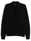 Tom Ford Cashmere Knit Sweater With Buffalo Horn Buttons And Shawl Collar In Black