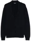 Tom Ford Cashmere Knit Sweater With Buffalo Horn Buttons And Shawl Collar In Blue