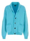 Tom Ford Mens Air Blue Shawl-collar Regular-fit Cashmere Cardigan In Blue
