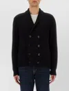 Tom Ford Shawl Collar Double-breasted Front Pockets Ribbed Texture In Black