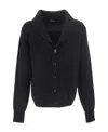 Tom Ford Cashmere Knit Sweater With Buffalo Horn Buttons And Shawl Collar In Black