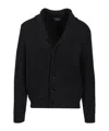 Tom Ford Shawl-collar Ribbed Silk And Wool-blend Cardigan In Black