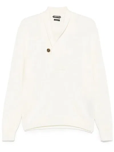 Tom Ford Shawl Collar Knitwear Clothing In White