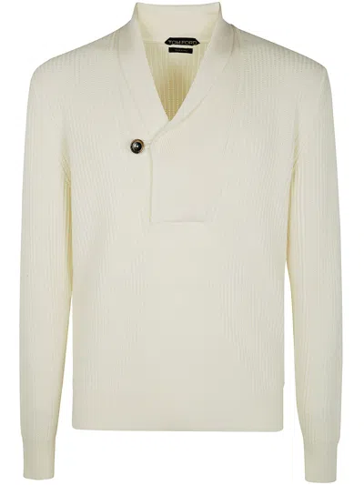 Tom Ford Shawl Collar Knitwear In White