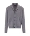 Tom Ford Brushed Shawl Collar Cardigan In Gray
