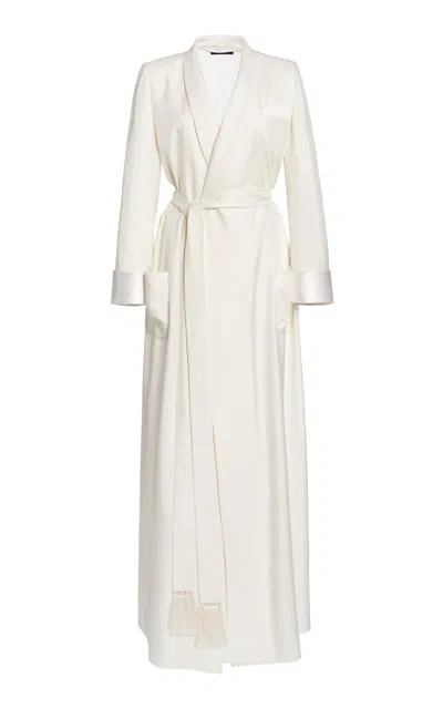 Tom Ford Shawl Collar Silk Twill Robe In White