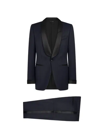 Tom Ford Shawl-collar Suit In Blue