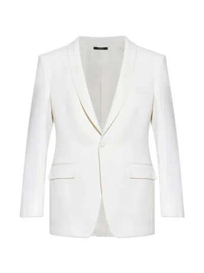 Tom Ford Shawl-lapel Pocket Blazer In White