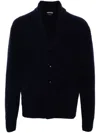 Tom Ford Shawl-collar Ribbed Cardigan In 蓝色