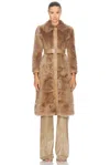 Tom Ford Shearling Belted Coat In Honey Beige