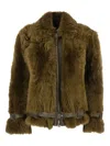 Tom Ford Women Brown Jacket With Adjustable Belt On The Waist In Fur Woman In Green