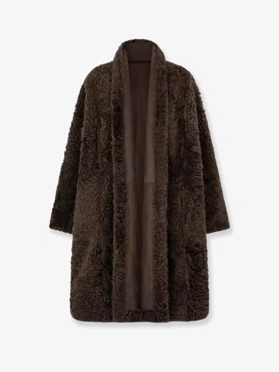 Tom Ford Shearling Coat In Brown