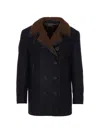 Tom Ford Shearling-collar Coat In Multi
