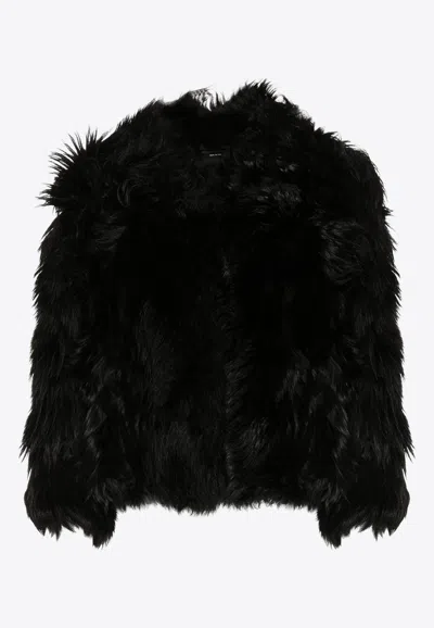 Tom Ford Shearling Fur Coat In Black