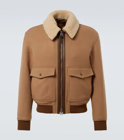 Tom Ford Shearling-trimmed Virgin Wool Blouson In Neutral
