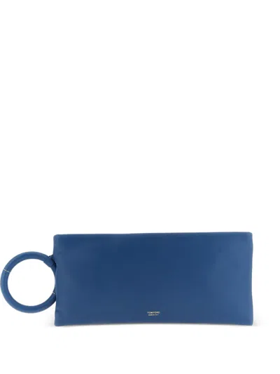 Tom Ford Sheepskin Wrist Loop Clutch In Blue