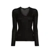 Tom Ford Sheer Fine-ribbed Top Women In Black