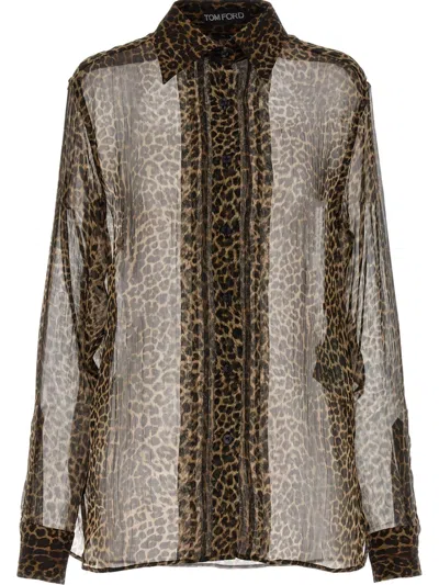 TOM FORD SHEER LEOPARD-PRINT SHIRT