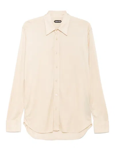 Tom Ford Sheer Silk Shirt In Neutrals
