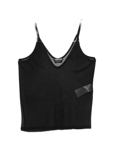 Tom Ford Sheer Silk-blend Top In Black