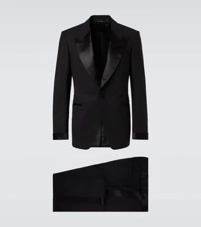 Tom Ford Shelton Satin-trimmed Wool-blend Tuxedo In Black