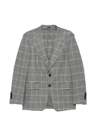 Tom Ford Shelton Button-up Blazer In Gray
